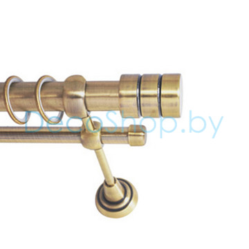 Карниз для штор Lm Décor «Цилиндр» 25 мм / 16 мм (антик, двухрядный, труба гладкая)