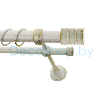 Карниз для штор Lm Décor «Цилиндр» 25 мм / 16 мм (белое золото, двухрядный, труба гладкая)