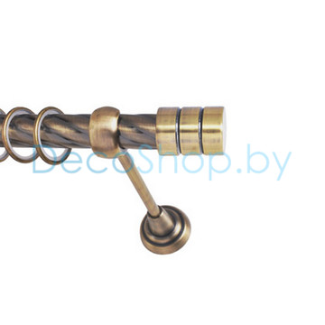 Карниз для штор Lm Décor «Цилиндр» 25 мм (антик, однорядный, труба витая)