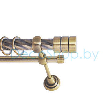 Карниз для штор Lm Décor «Цилиндр» 25 мм / 16 мм (антик, двухрядный, труба витая)