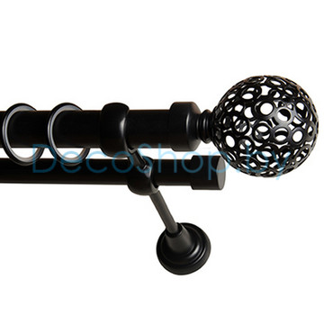 Карниз для штор Lm Décor «Ажур» 25 мм / 19 мм (черный, двухрядный, труба гладкая)