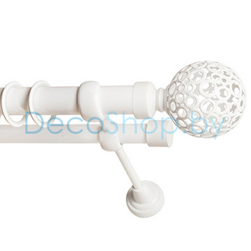 Карниз для штор Lm Décor «Ажур» 25 мм / 19 мм (белый, двухрядный, труба гладкая)