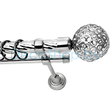 Карниз для штор Lm Décor «Ажур» 25 мм / 16 мм (хром, двухрядный, труба витая)