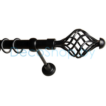 Карниз для штор Lm Décor «Вираж» 25 мм (черный, однорядный, труба гладкая)