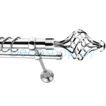 Карниз для штор Lm Décor «Вираж» 25 мм / 16 мм (хром, двухрядный, труба гладкая)