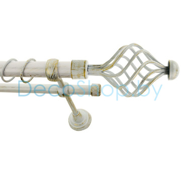 Карниз для штор Lm Décor «Вираж» 25 мм / 16 мм (белое золото, двухрядный, труба гладкая)