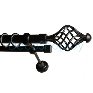 Карниз для штор Lm Décor «Вираж» 25 мм / 19 мм (черный, двухрядный, труба гладкая)