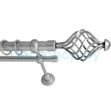 Карниз для штор Lm Décor «Вираж» 25 мм / 16 мм (сатин, двухрядный, труба витая)