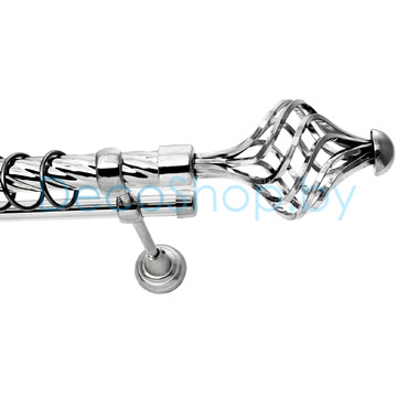 Карниз для штор Lm Décor «Вираж» 25 мм / 16 мм (хром, двухрядный, труба витая)