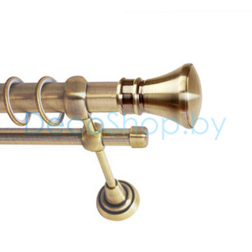 Карниз для штор Lm Décor «Люксор» 25 мм / 16 мм (антик, двухрядный, труба гладкая)