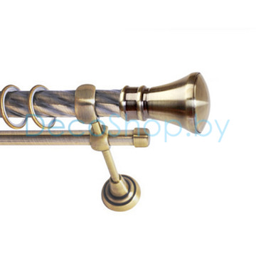 Карниз для штор Lm Décor «Люксор» 25 мм / 16 мм (антик, двухрядный, труба витая)