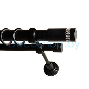 Карниз для штор Lm Décor «Имидж» 25 мм / 19 мм (черный, двухрядный, труба гладкая)