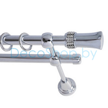 Карниз для штор Lm Décor «Севилла» 25 мм / 16 мм (хром, двухрядный, труба гладкая)