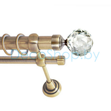 Карниз для штор Lm Décor «Кристалл» 25 мм / 16 мм (антик, двухрядный, труба гладкая)