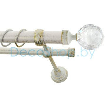 Карниз для штор Lm Décor «Кристалл» 25 мм / 16 мм (белое золото, двухрядный, труба гладкая)