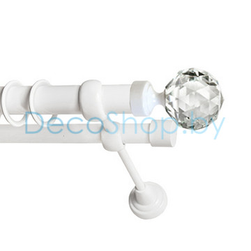 Карниз для штор Lm Décor «Кристалл» 25 мм / 19 мм (белый, двухрядный, труба гладкая)