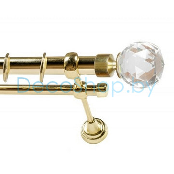 Карниз для штор Lm Décor «Кристалл» 25 мм / 16 мм (золото, двухрядный, труба гладкая)