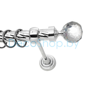 Карниз для штор Lm Décor «Кристалл» 25 мм (хром, однорядный, труба витая)