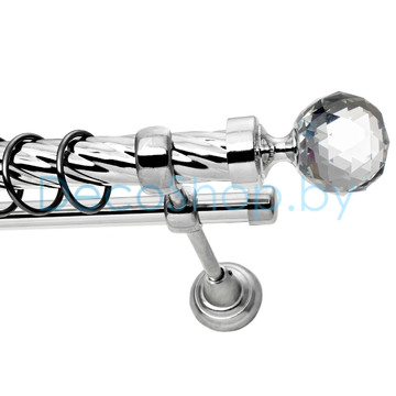 Карниз для штор Lm Décor «Кристалл» 25 мм / 16 мм (хром, двухрядный, труба витая)