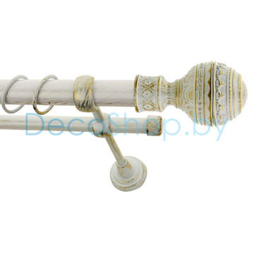 Карниз для штор Lm Décor «Ампир» 25 мм / 16 мм (белое золото, двухрядный, труба гладкая)