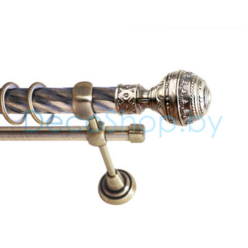 Карниз для штор Lm Décor «Ампир» 25 мм / 16 мм (антик, двухрядный, труба витая)