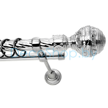 Карниз для штор Lm Décor «Ампир» 25 мм / 16 мм (хром, двухрядный, труба витая)