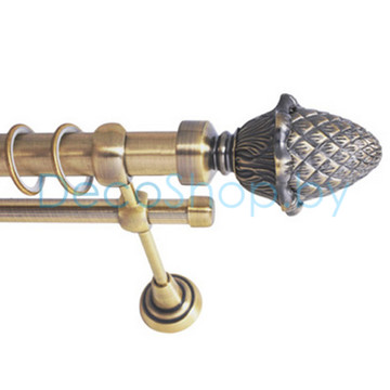 Карниз для штор Lm Décor «Шишка» 25 мм / 19 мм (антик, двухрядный, труба гладкая)