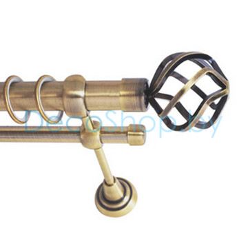 Карниз для штор Lm Décor «Булава» 25 мм / 19 мм (антик, двухрядный, труба гладкая)