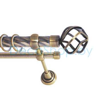 Карниз для штор Lm Décor «Булава» 25 мм / 19 мм (антик, двухрядный, труба витая)
