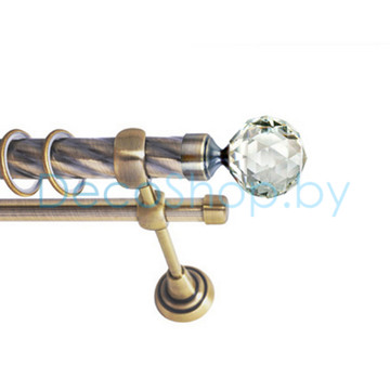 Карниз для штор Lm Décor «Кристалл» 25 мм / 19 мм (антик, двухрядный, труба витая)