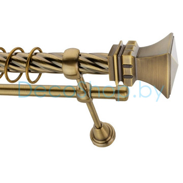 Карниз для штор Lm Décor «Ладья» 25 мм / 19 мм (антик, двухрядный, труба витая)