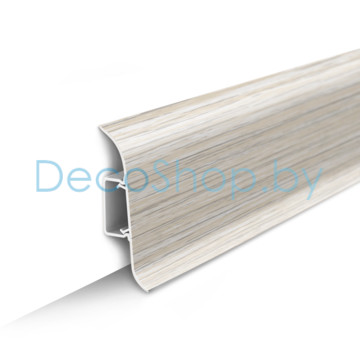 Плинтус напольный пластиковый Ideal Классик 55мм 252 Ясень белый с центральной планкой (L 2,2м)