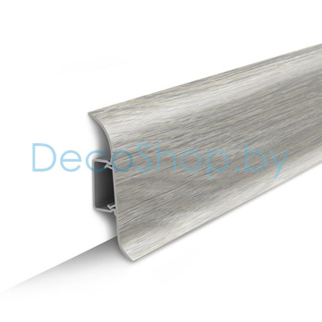 Плинтус напольный пластиковый Ideal Классик 55мм 253 Ясень серый с центральной планкой (L 2,2м)