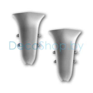 Угол внутренний для плинтуса напольного пластикового Ideal Классик 55мм 081 Серебристый, (шт)