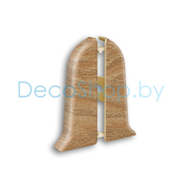 Заглушки торцевые для плинтуса напольного пластикового Ideal Классик 55мм 206 Дуб коньячный, (пара)