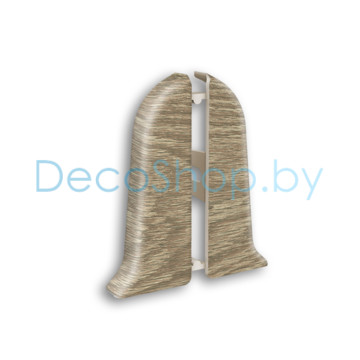 Заглушки торцевые для плинтуса напольного пластикового Ideal Классик 55мм 208 Дуб мокко, (пара)