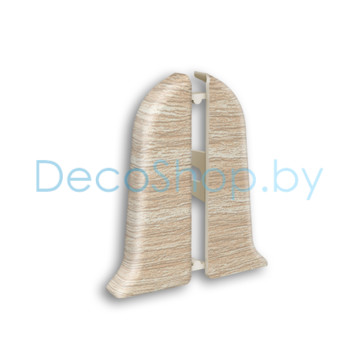 Заглушки торцевые для плинтуса напольного пластикового Ideal Классик 55мм 218 Дуб европейский, (пара)