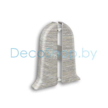 Заглушки торцевые для плинтуса напольного пластикового Ideal Классик 55мм 253 Ясень серый, (пара)