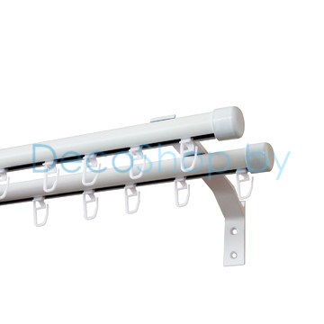 Карниз для штор трековый Divades «Евро» Ø19/19мм (двухрядный, белый)