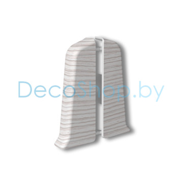 Заглушки торцевые для плинтуса напольного пластикового Ideal Деконика 55мм 255 Ясень бьянко, (пара)