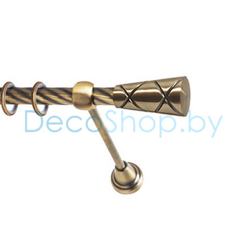 Карниз для штор Lm Décor «Конус» 16 мм (антик, однорядный, труба витая)