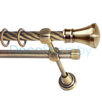 Карниз для штор Lm Décor «Люксор» 16 мм / 16 мм (антик, двухрядный, труба витая)