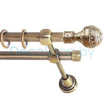 Карниз для штор Lm Décor «Ампир» 16 мм / 16 мм (антик, двухрядный, труба гладкая)