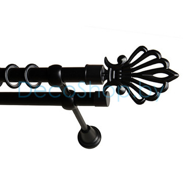 Карниз для штор Lm Décor «Веер» 19 мм / 19 мм (черный, двухрядный, труба гладкая)