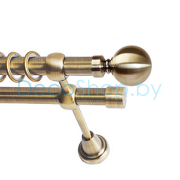 Карниз для штор Lm Décor «Шар большой» 19 мм / 19 мм (антик, двухрядный, труба гладкая)