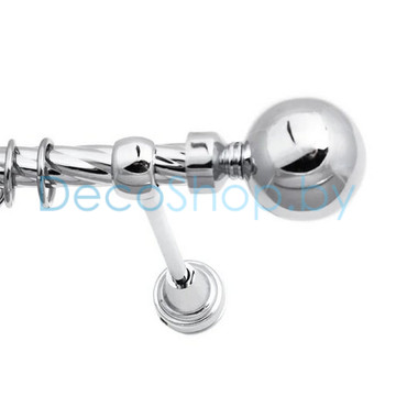 Карниз для штор Lm Décor «Шар большой» 19 мм (хром, однорядный, труба витая)