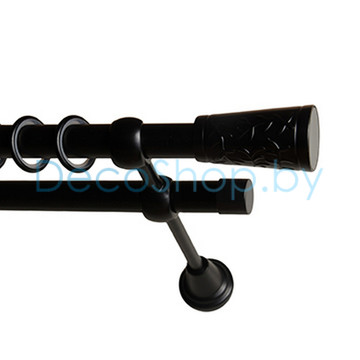 Карниз для штор Lm Décor «Византия» 19 мм / 19 мм (черный, двухрядный, труба гладкая)
