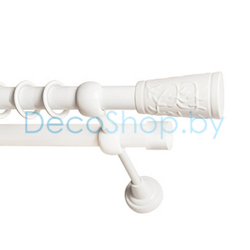 Карниз для штор Lm Décor «Византия» 19 мм / 19 мм (белый, двухрядный, труба гладкая)