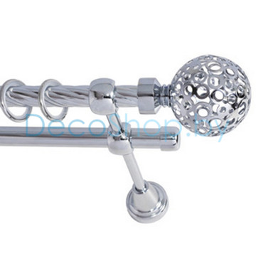 Карниз для штор Lm Décor «Ажур» 19 мм / 19 мм (хром, двухрядный, труба витая)