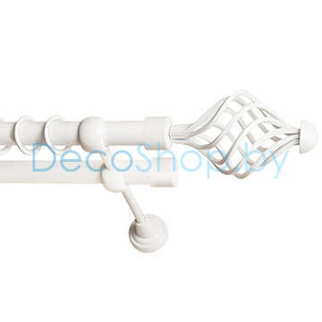 Карниз для штор Lm Décor «Вираж» 19 мм / 19 мм (белый, двухрядный, труба гладкая)